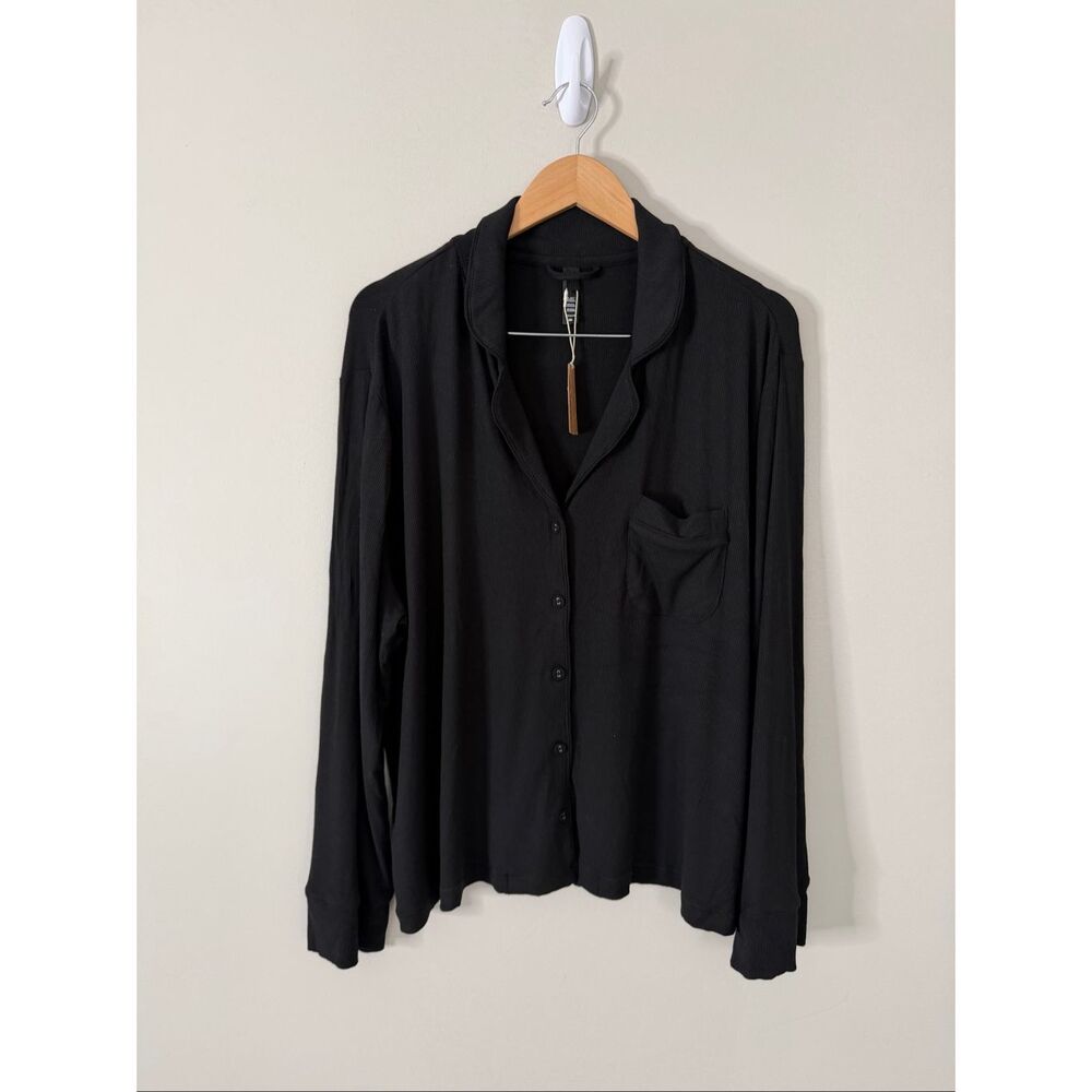 SKIMS Soft‎ Lounge Long Sleeve Top Ribbed Size 2X in Black NEW - Picture 2 of 5